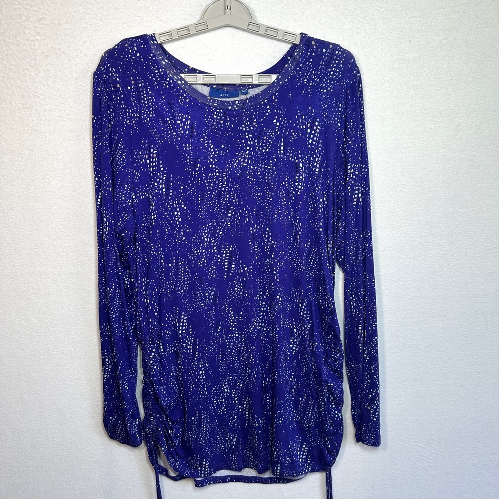 Apt 9 Tunic Top Women's XL Purple Stretchy Side Ties Elastic Long Sleeve New